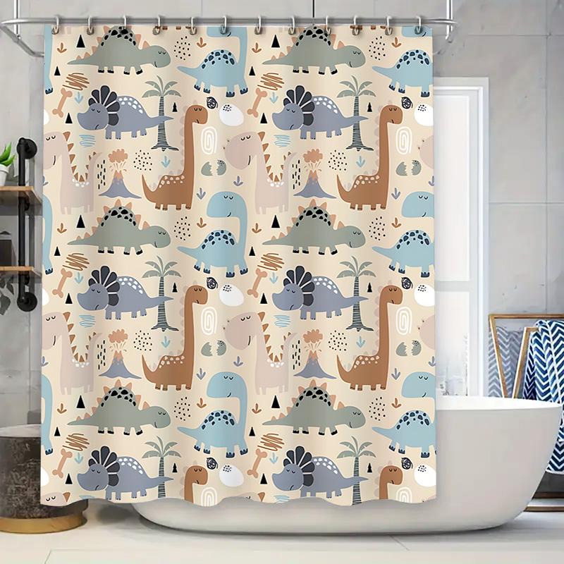 

Cute Dinosaur Pattern Shower Curtain For Kids Bathroom - Waterproof And Durable With Complimentary Hooks Home Decor Essential W60H190(CM)-1 Pcs