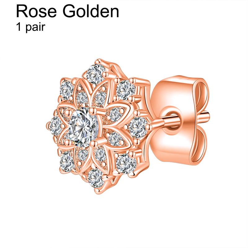 

UMCHO модные свадебные женские серьги-гвоздики с блестящим цветком в подарок розового золота