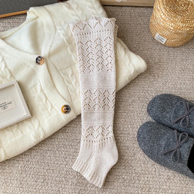 

Осінньо-зимові вовняні в язані шкарпетки до середини литки з ажурним візерунком, жіночі гетри в стилі Y2K, чохли для чобіт Jk