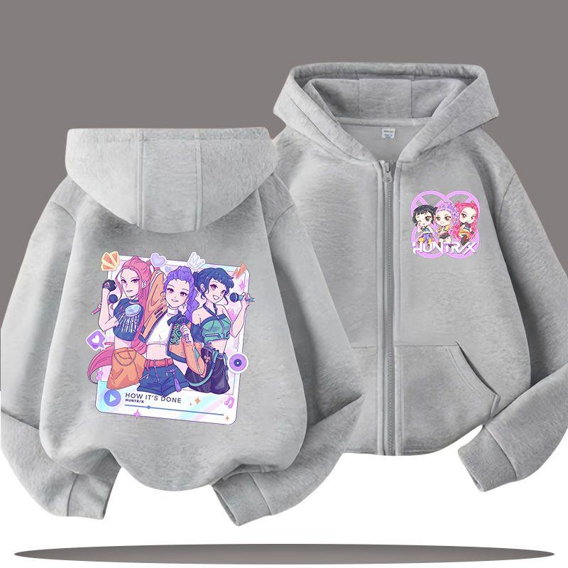 KPop Demon Hunters Zipper Hoodies for Boys and Girls, Children's Fashion Sweatshirts