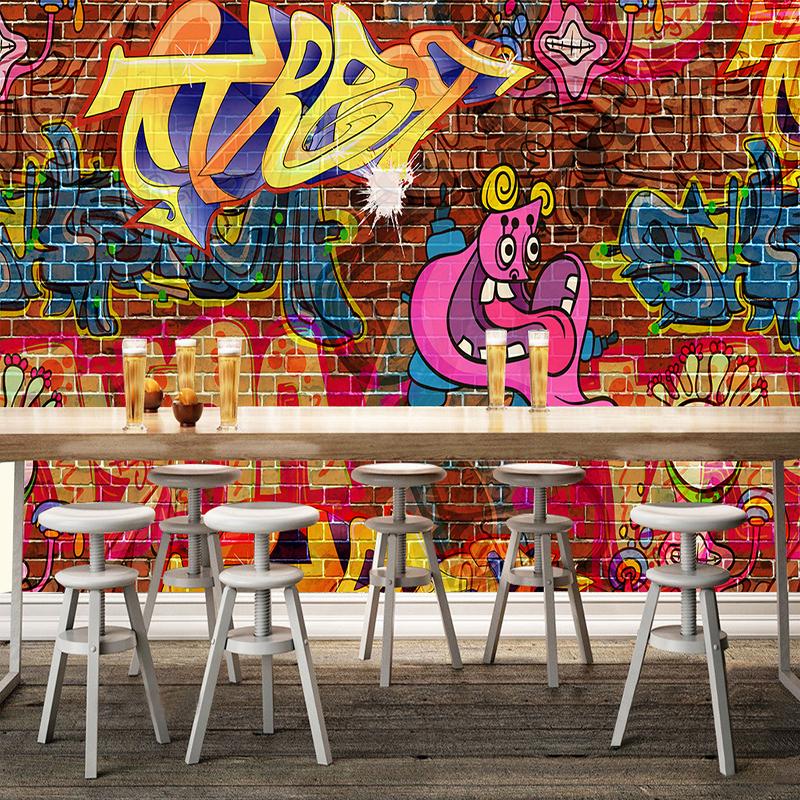 

Custom Photo Mural Wallpaper Papel De Parede 3D Abstract Graffiti Art Large Wall Painting Living Room Bedroom Brick Wall Murals 200 cm(W) x 140 cm(H)