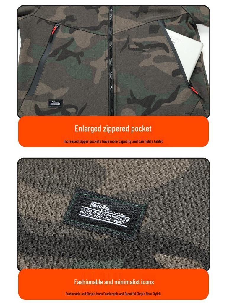 Men's Waterproof Camouflage Workwear Set - Velvet Lined, Wear-Resistant, Outdoor Cold Protection