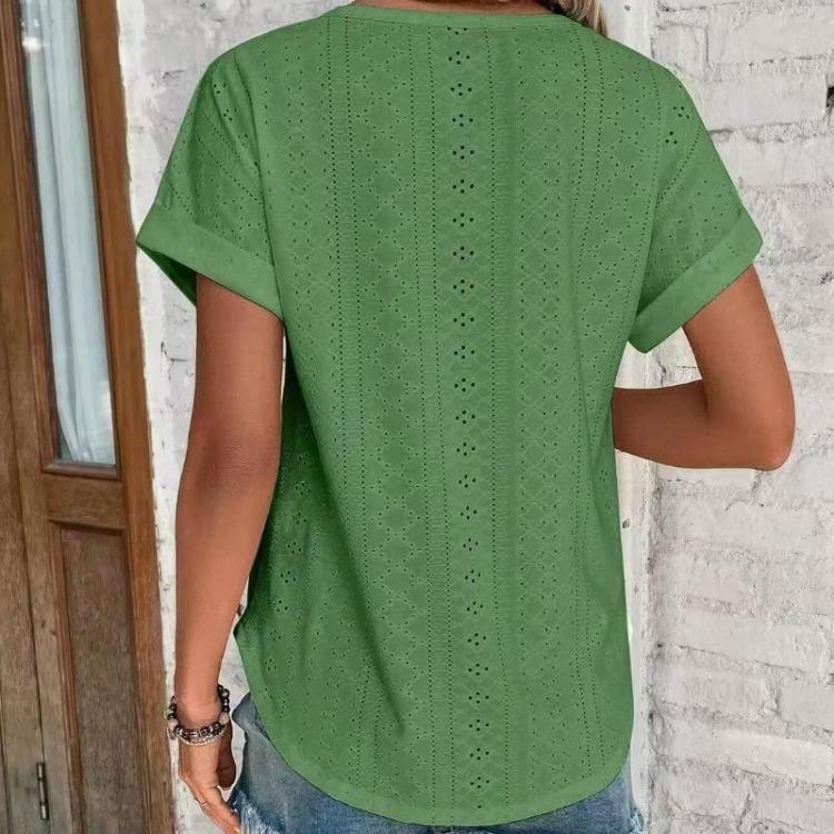 Summer Spring Solid Color Tshirt Loose Fit Round Neck Short Sleeve