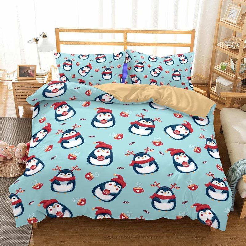 HD Penguin Cute Cartoon Duvet Cover Sets With Pillowcases Super Soft Comfortable Bedding Set Child Bedset Lovely Roupa De Cama