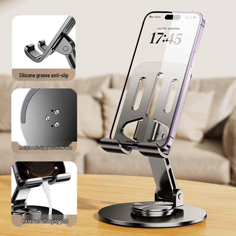 Vollmetall 360° drehbarer Universal-Tablet- & Telefonständer
