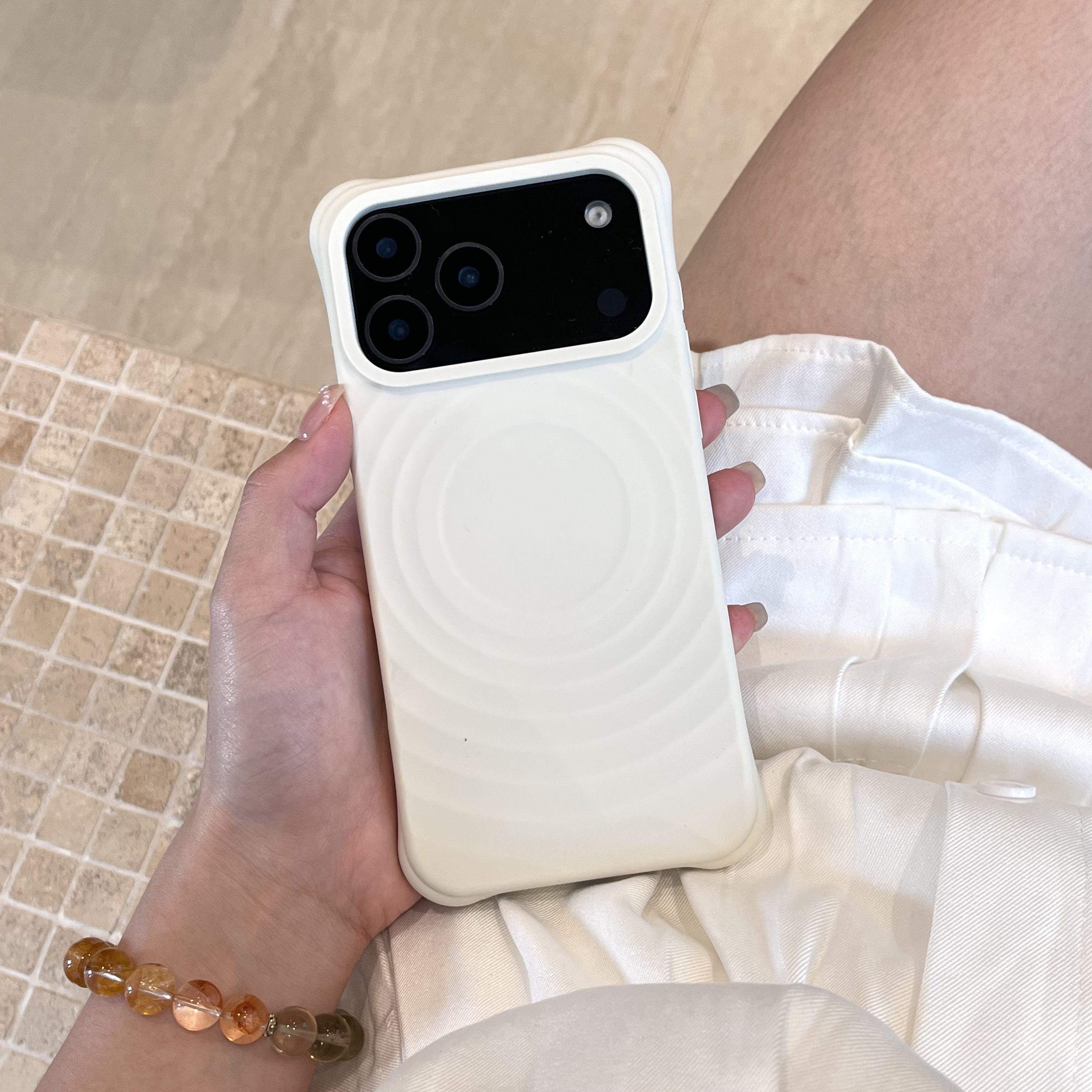 High Quality 3D Wavy Silicone Magnetic Mobile Phone case for iPhone 17 air 16 15 14 Pro Max Shockproof Cases Frosted Back Cover Opp Bag&For iPhone 16 белый