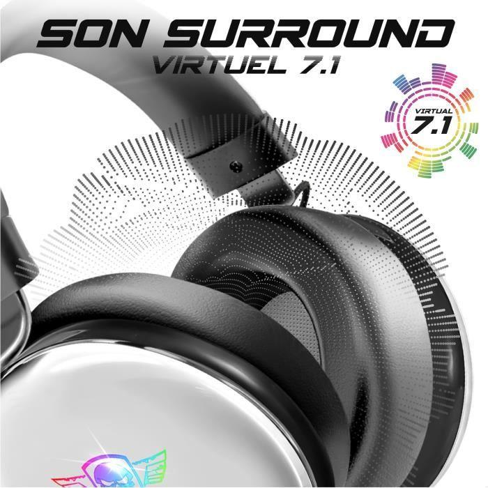 Casque gaming - spirit of gamer - xpert h700 - son 7.1 - led rgb - blanc