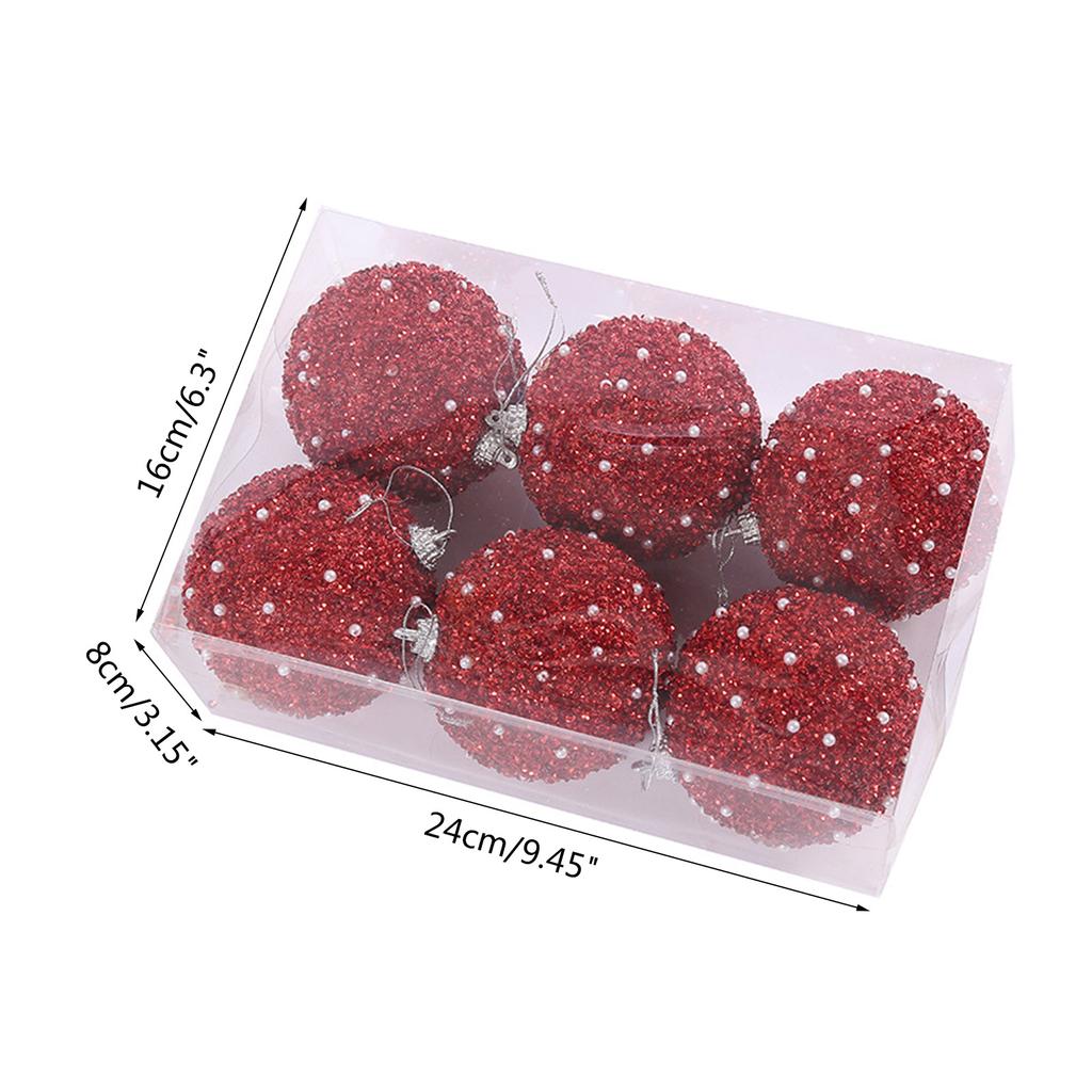 Foam Christmas Tree Ball Pendants 6pcs/box Hanging Christmas Ball Pendant Ornament Christmas Baubles Balls Ornaments
