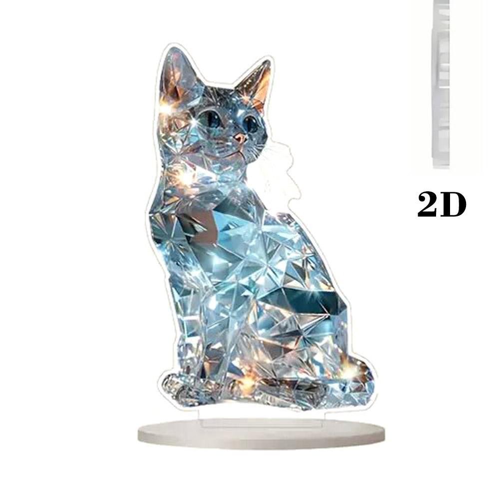 Acrylic Decorative Sign Cat Colorful 2D Flat Print Cute Elephant Ornament Crystal Art Home Decor Figurine Table Ornament Gifts