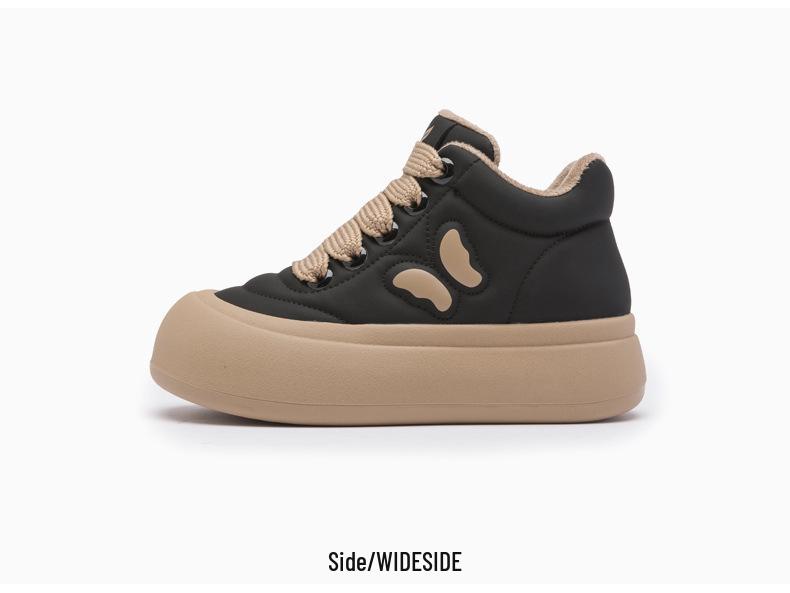 Women's 2025 Winter Plus Velvet High-Top Sneakers LF8706: Fashionable, Versatile, Thick-Soled Casual Shoes