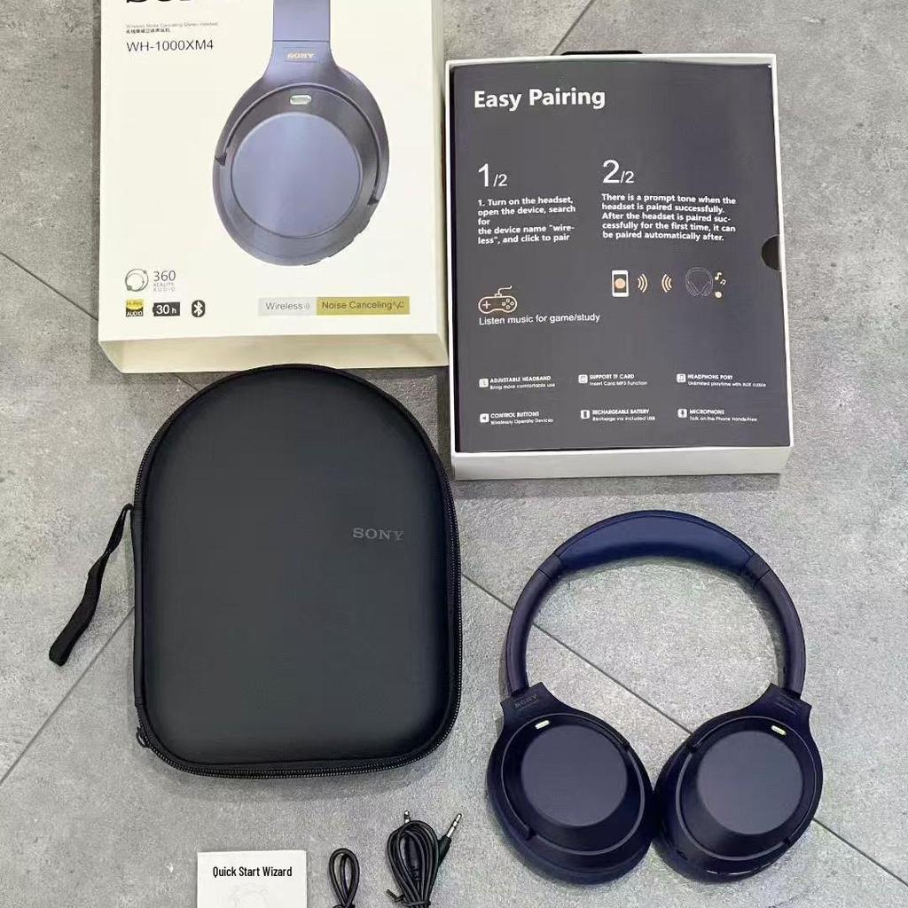 Active Noise Cancelling XM4ANC Wireless Over-Ear Headphones with Leather Case & Logo