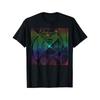 Mens 220g Heavy 100 Cotton Tshirt Sacred Geometry Fibonacci Spiral Rainbow Black Colorful Digital Print