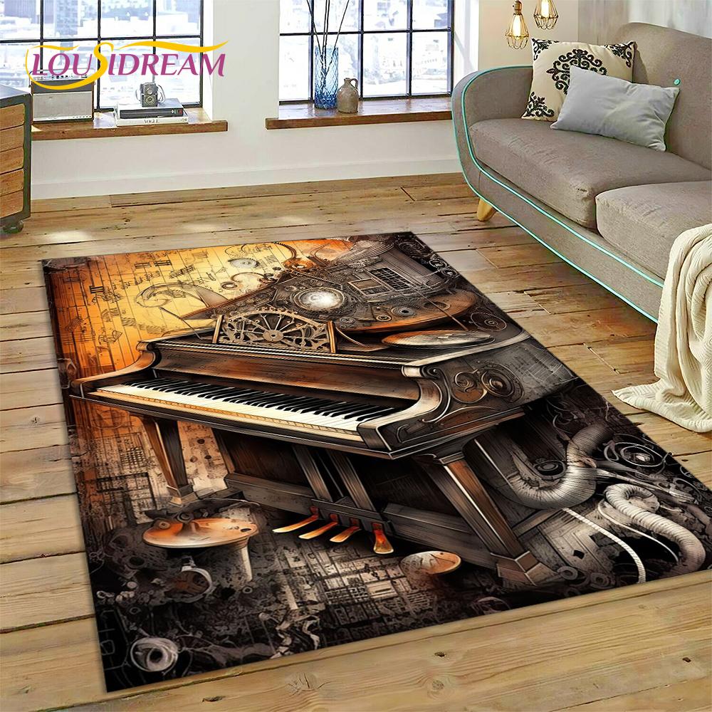 Dywan 3D z kreskówkowym instrumentem muzycznym w kształcie klawiszy pianina do domu, salonu, sypialni, pod sofę, wycieraczka, dekoracja, dywanik dla dzieci, mata podłogowa antypoślizgowa