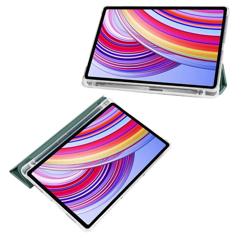 Dreifach gefaltete Tablet-Hülle aus Leder mit weicher Rückseite und Ständer für Xiaomi Redmi Pad Pro 12.1 Poco Pad, Hülle für Redmi Pad Pro, Hülle mit Stifthalter