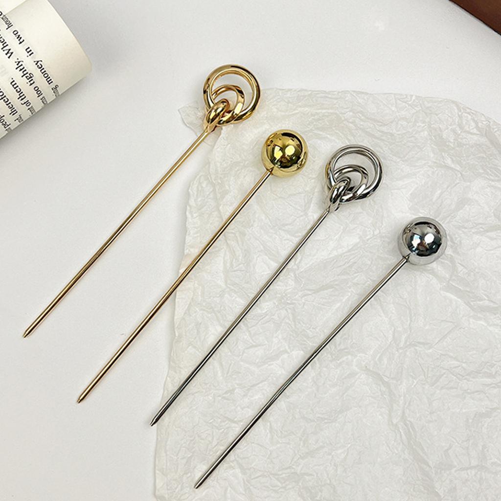 Geometrische Kugel-Haarnadel aus Metalllegierung 14cm Galvanisierte Haarstäbchen für Damen Tägliche Nutzung Hochzeitsfeier Haarschmuck