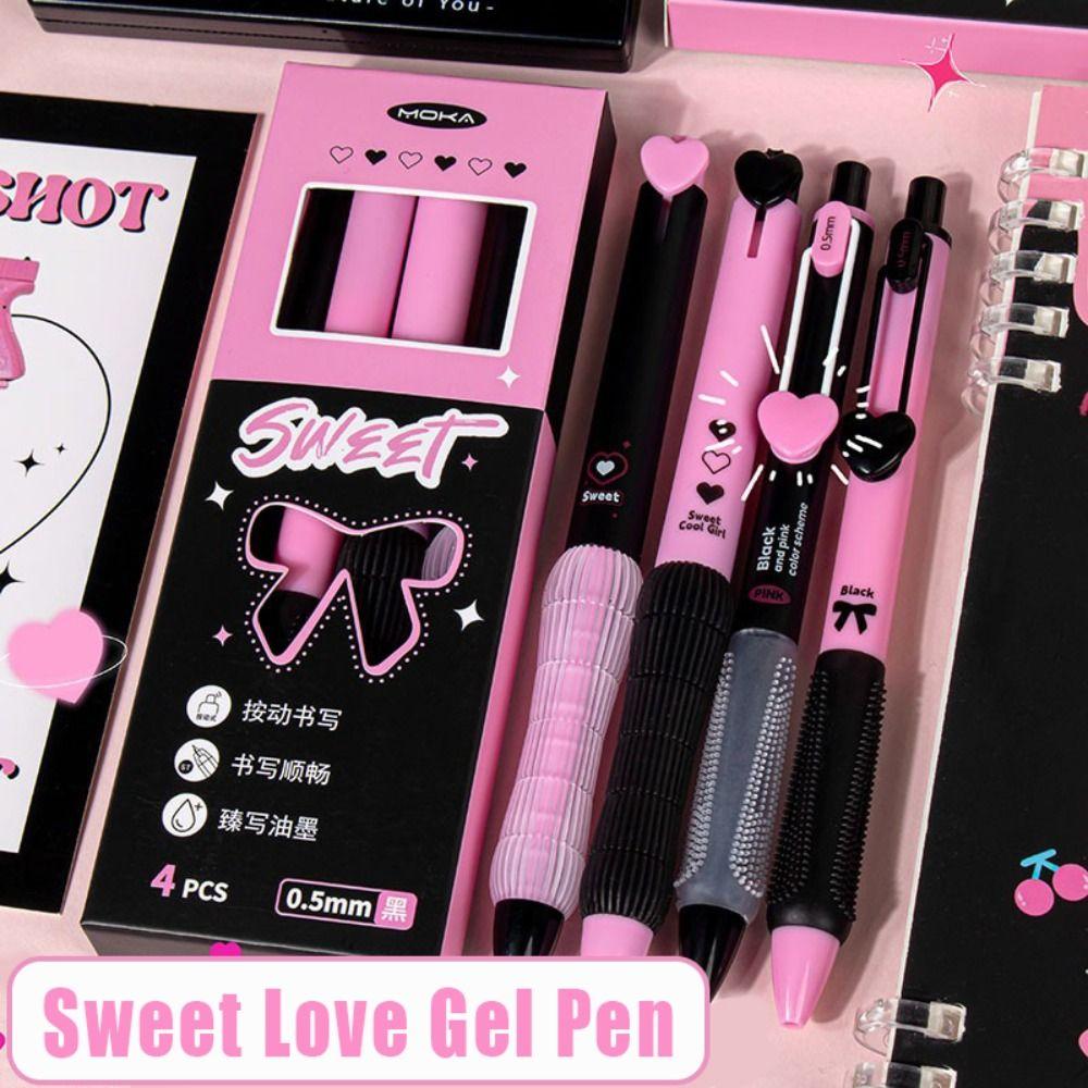 4PCS/Set Sweet Love Series Gel Pen Press Using Ballpoint Pen Multifunctional Writing Tool Students