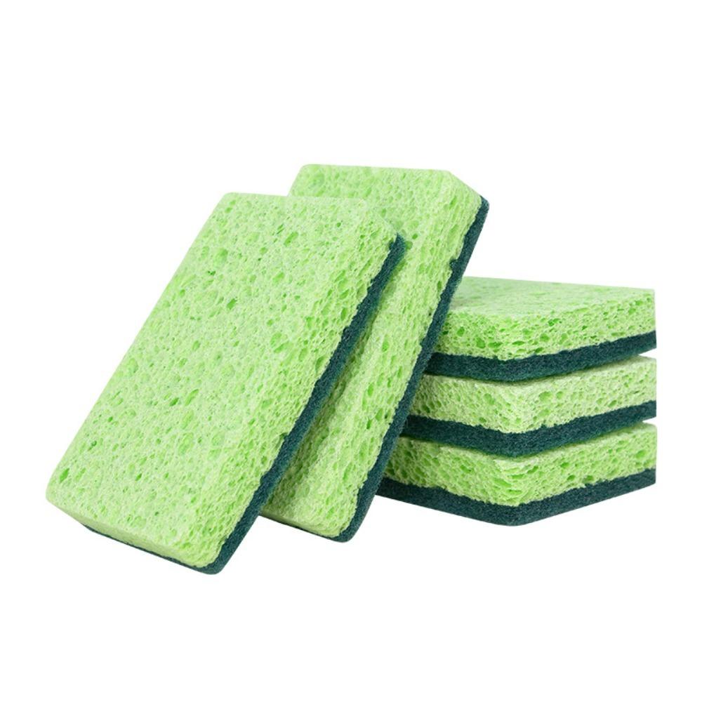 

5Pcs Scratch-Free Wood Pulp Dishwashing Sponge Absorbing Scouring Pad Kitchen Sink Cleaning Without Hanging Hole