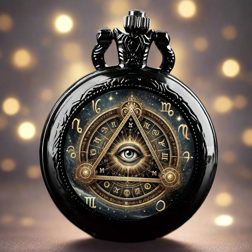 Vintage Exquisite Gothic Eye Pattern Design Mini Pocket Watch, Precise Quartz Movement Watch,Great Clock Gift for Male Female