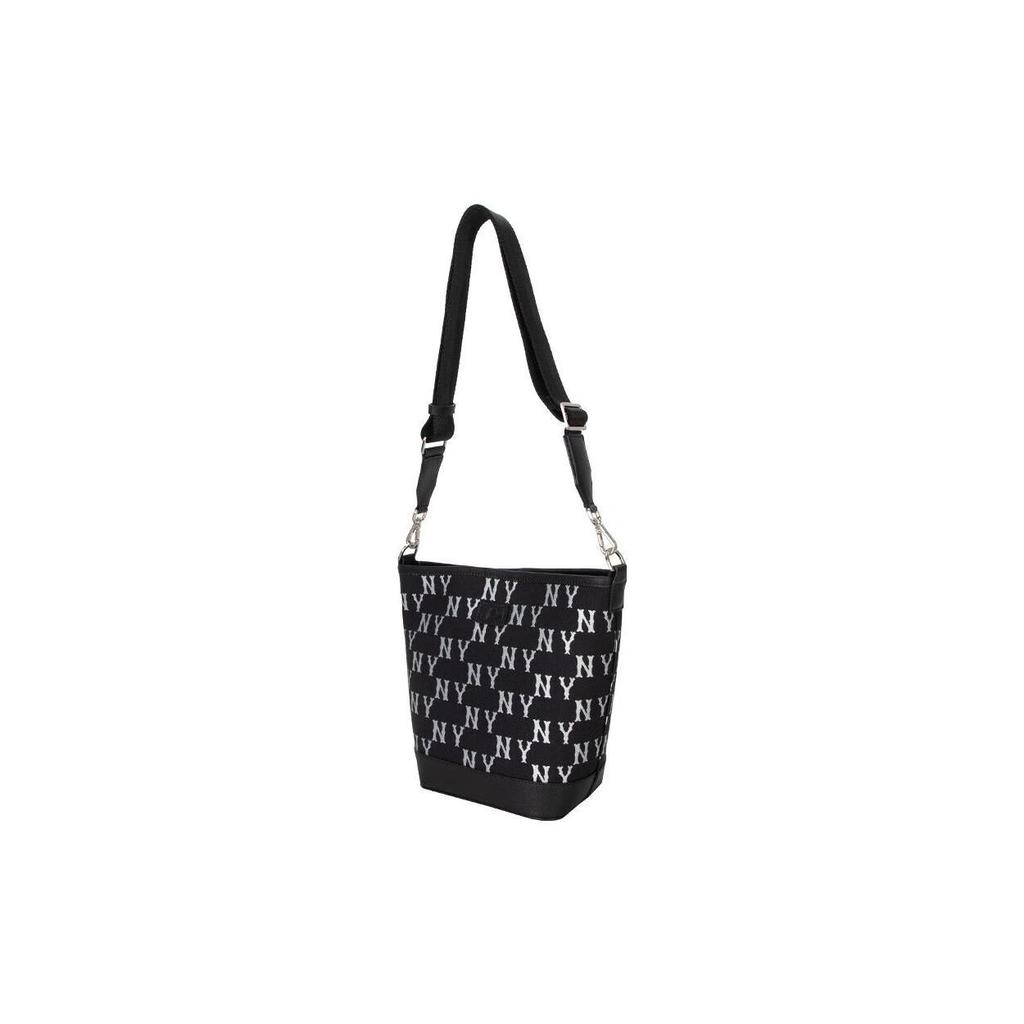 MLB New York Yankees Large Logo Print Vintage Floral Adjustable Strap Casual Bucket Bag Women Shoulder Bag Black 3ABML023N-50BKS