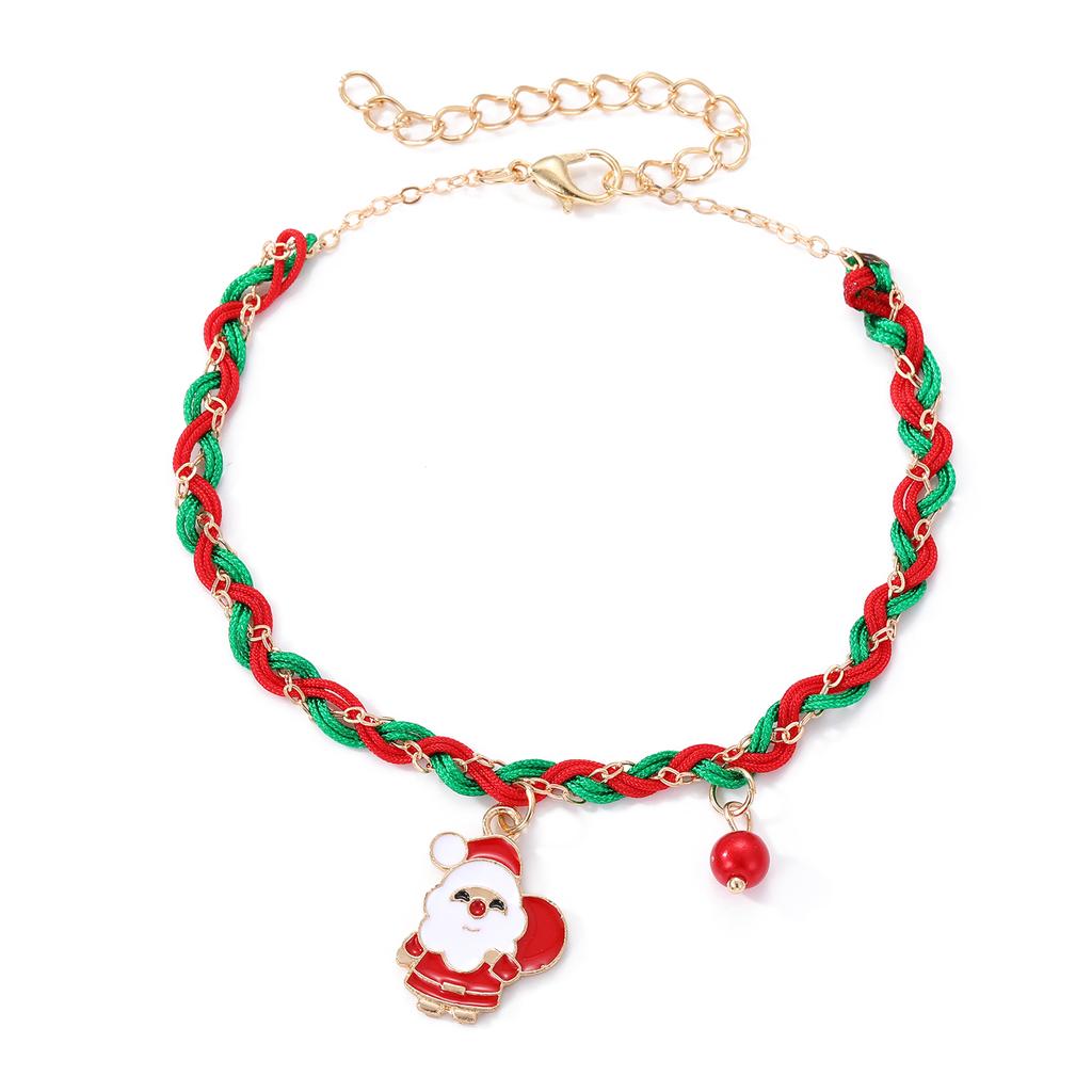 2023 Papai Noel Casal Conjunto Elegante Pulseira Sino de Natal Pulseira Conjunto de Duas Peças Simples Moda Inverno Menina Pulseira Boneco de Neve Pingente de Rosquinha Pulseira
