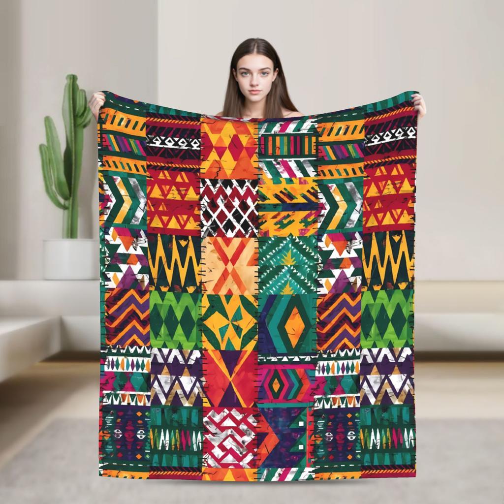 African Tribal Geometric Art Super Soft Blanket  Picnic Plush Throw Blanket Pattern Home Decor Flannel Bedspread Sofa Bed Cover