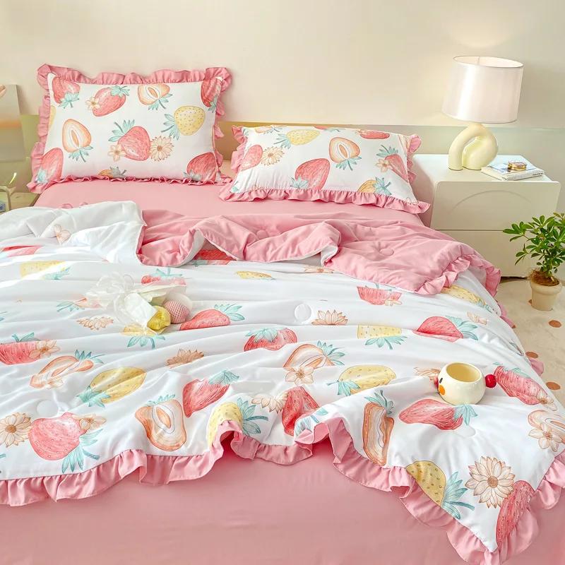 Summer Cooling Blankets Soft Breathable Lightweight Air Condition Comforter Thin Quilt Single Double Bed Duvet Bedspread