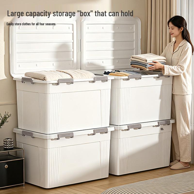 Extra Large Plastic Storage Box with Wheels for Toys, Snacks, Clothes - Thickened Container for Living Room & Bedroom