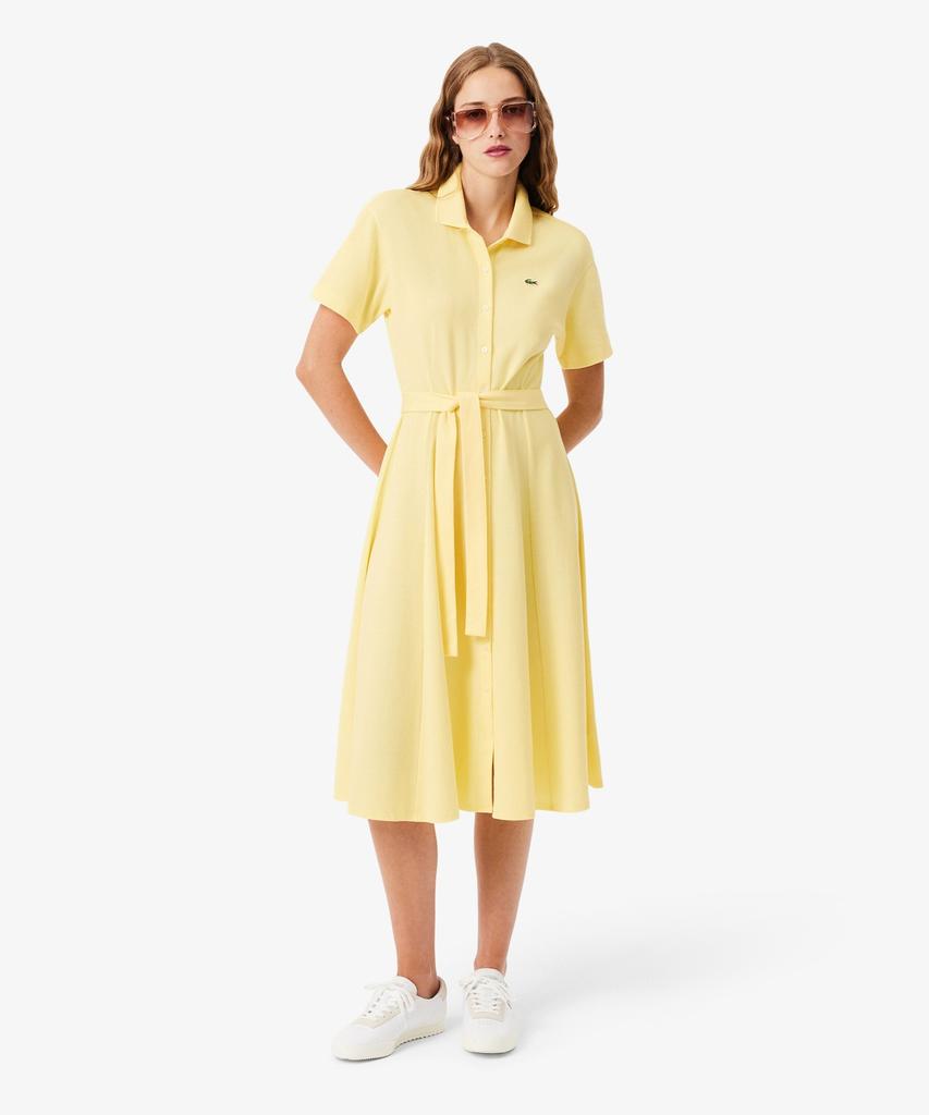 LACOSTE Women'S Fit-And-Flare Belted Polo Dress Ef9621-56G 107
