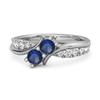 Blue Sapphire Dual Stone Ring - 925  Sterling Silver