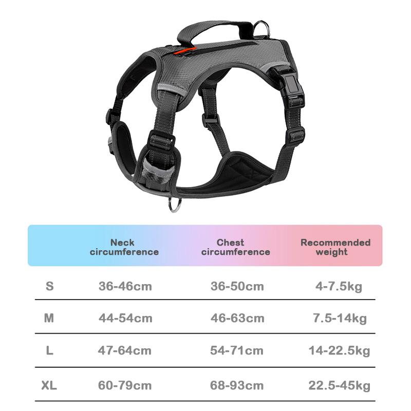 Dog No-Pull Reflective Breathable Harness for Medium & Large Dogs, Adjustable Comfort Pet Vest Harness for Walking Training