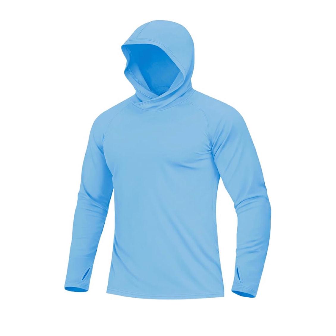 In Stock Men s UPF50 Hooded Sun Protection Fishing Hoodie US LAsian XXL небесно-голубой 1660₽