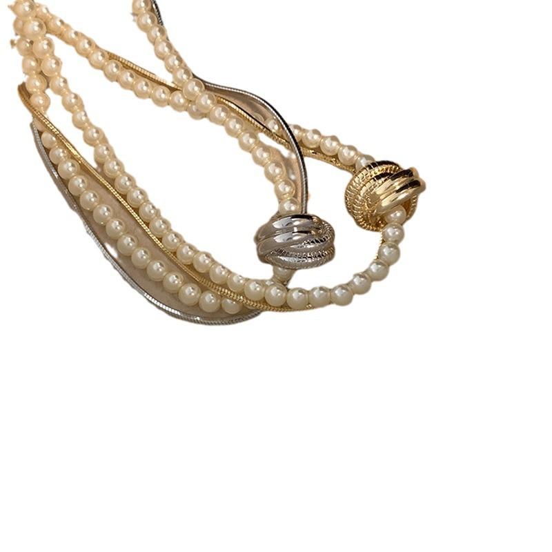 Pearl Snake Bone Chain Double Stacked Necklace Female Design Sense Niche Unique Personality Fashion Versatile Neck Chain Collarbone Chain