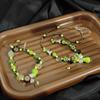 Forest-Inspired Green Pear Blossom Beaded Necklace & Bracelet Set - High-End, Natural, Versatile Women's Accessory