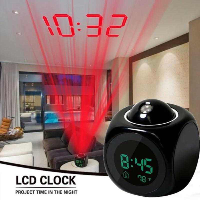 1Pc Projection Alarm Clock Ceiling Display Snooze Table Clock Voice Multifunction Digital Projection Clock Temperature Display