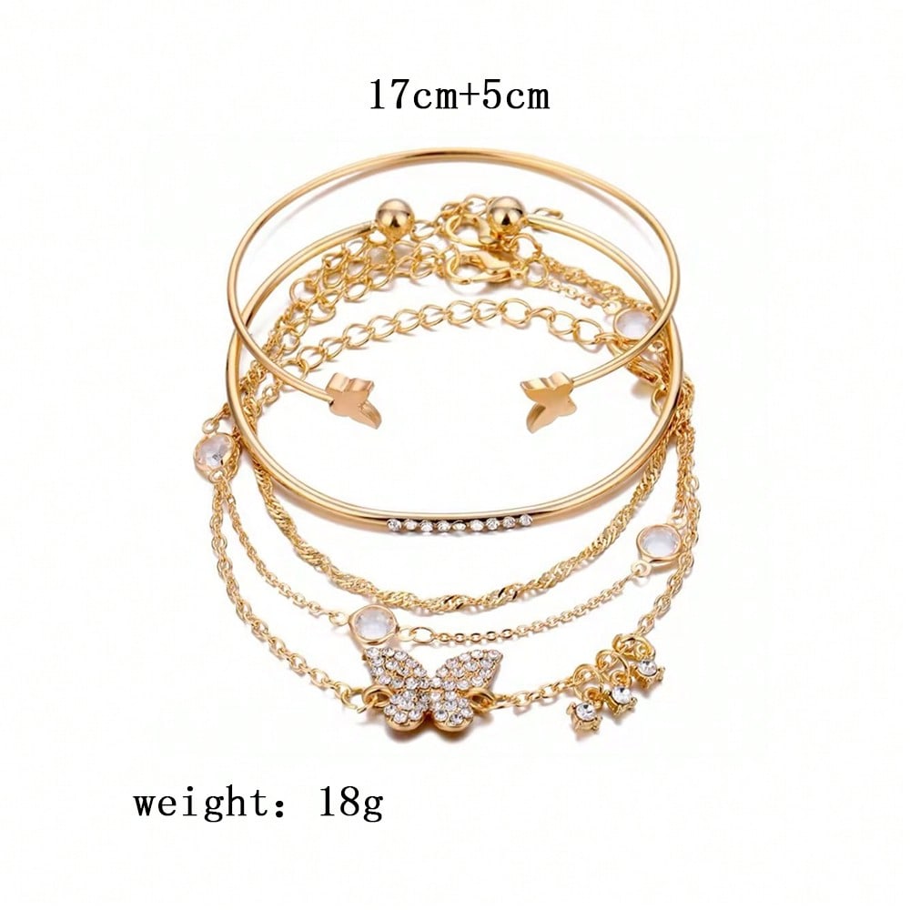 1set Simple Butterfly Charm Bracelet, Bohemian Style
