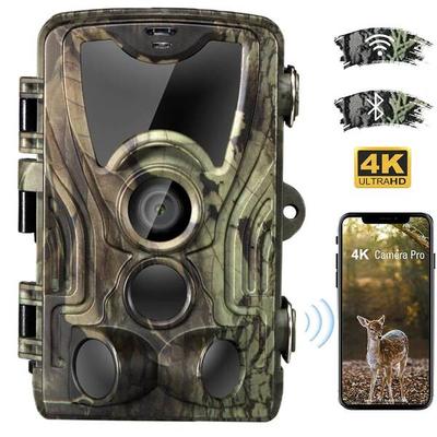 4K Canlı Video Avcılık İz Kamerası APP Bluetooth Kontrol Yaban Hayatı Kameraları 30MP Gece Görüşü iP66 Fotoğraf Tuzakları WIFI801PRO