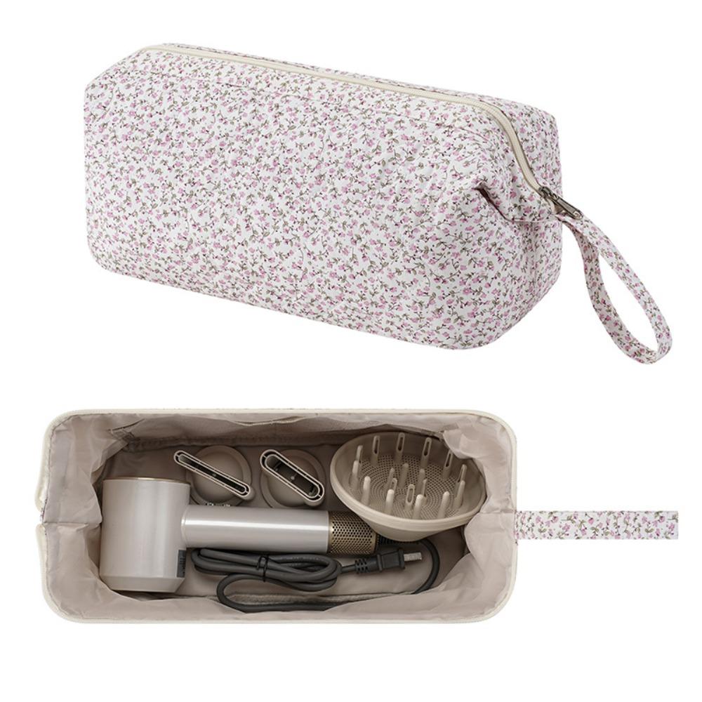 Polyester Cotton Hairdryer Storage Bag 9 Colors Large Capacity Travel Makeup Bag Floral Print Makeup Train Cases Women Girls