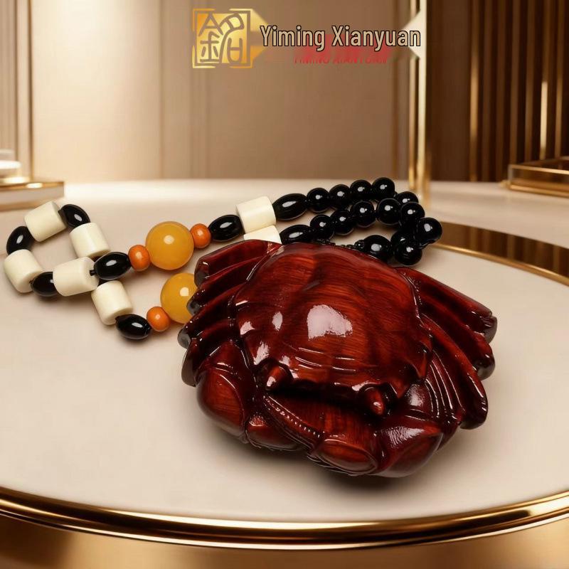 Rosewood Carved Pixiu Ornament: Gourd & Dragon Turtle Handicraft