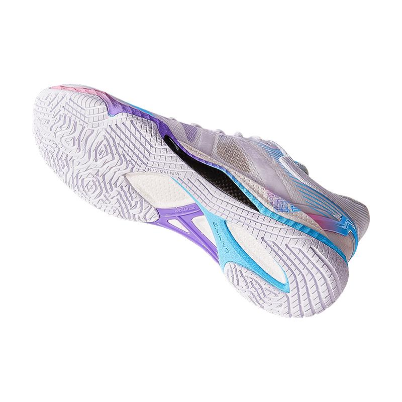 New LiNing Shock Absorbers Slip Resistant Breathable Low Top Badminton Shoes Unisex White Blue AYAR001-5