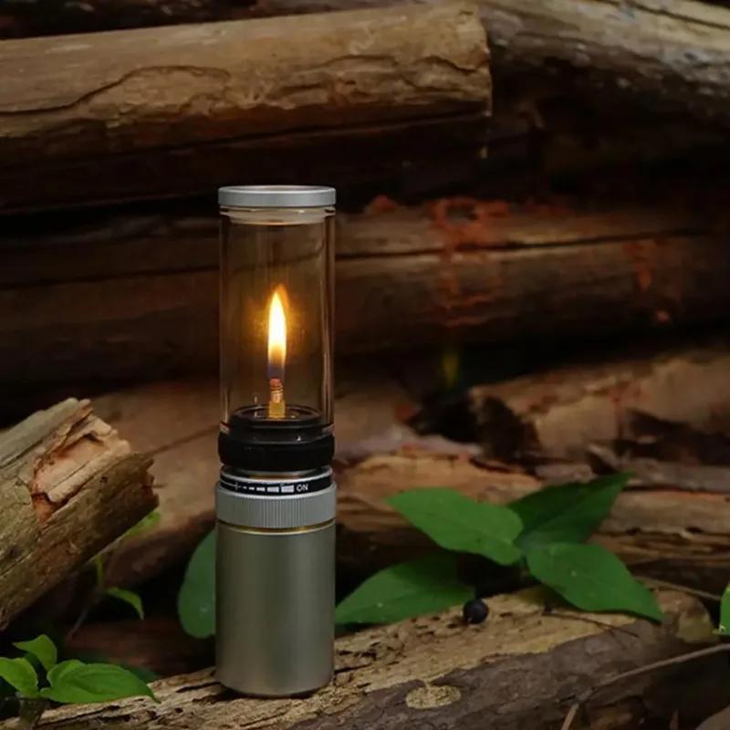Portable Camping Tent Gas Lamp Outdoor Gas Candlelight Windproof Adjustable Gas Candlelight Lantern for Camping Accessories