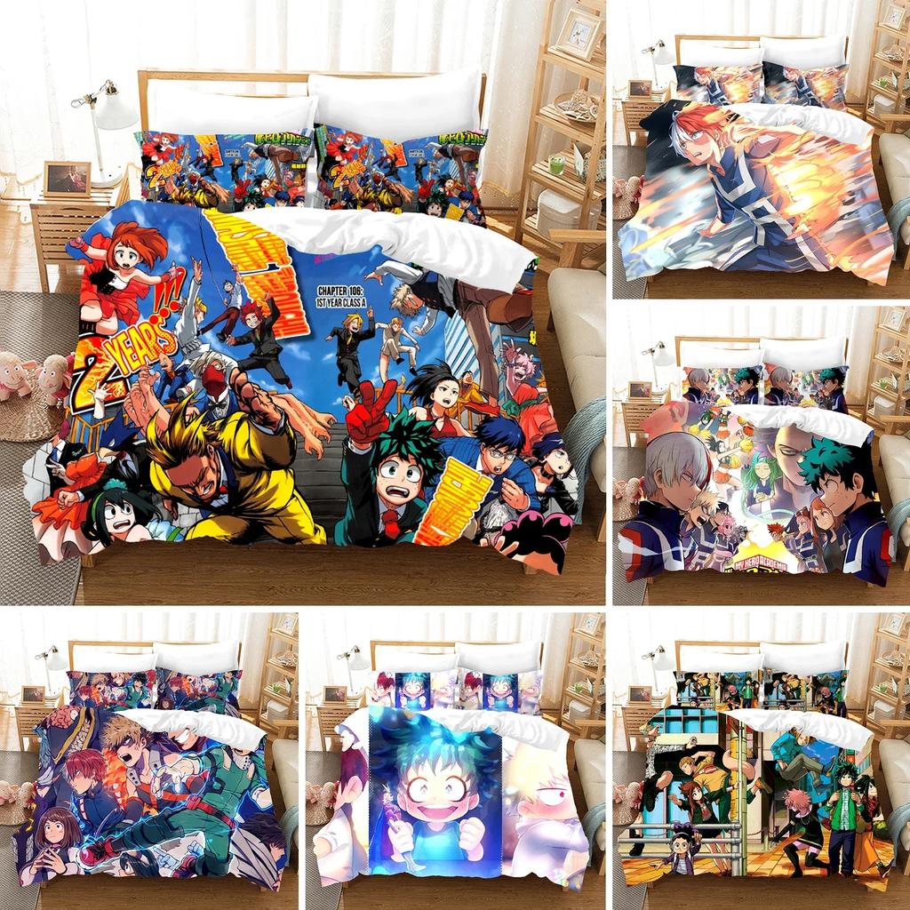 Anime Printed My Hero Academia 3D Duvet Cover Bedding Set Comforter Linen Pillowcases Home Decor Single Double Twin King Queen