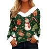 Women's Casual Fashion Long Sleeve Christmas Printed Flannel Collar Top