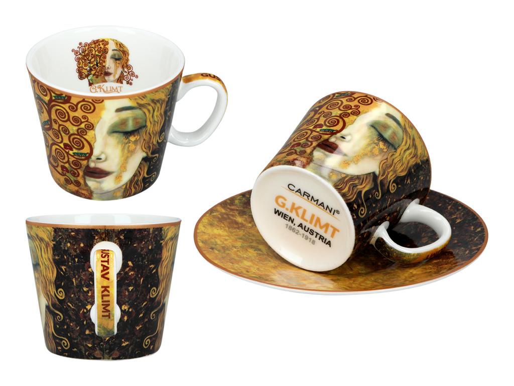 Zestaw 2 Filiżanek Espresso Gustav Klimt Złote Łzy Porcelana Prezent