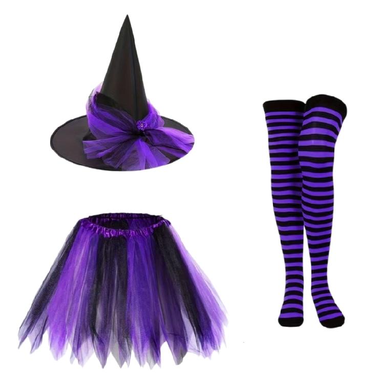 

Witches Hat Tutus Skirt Knee High Socks Witches Witch Costume Accessories for Halloween Carnivals Party 3/4Pcs/Set