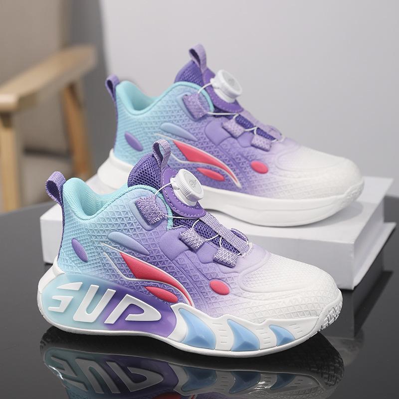 Children's Basketball Shoes Actual Friction Sound Spring and Summer Mesh Men and Girls Wear-resistant Soft Training Button Sports Shoes