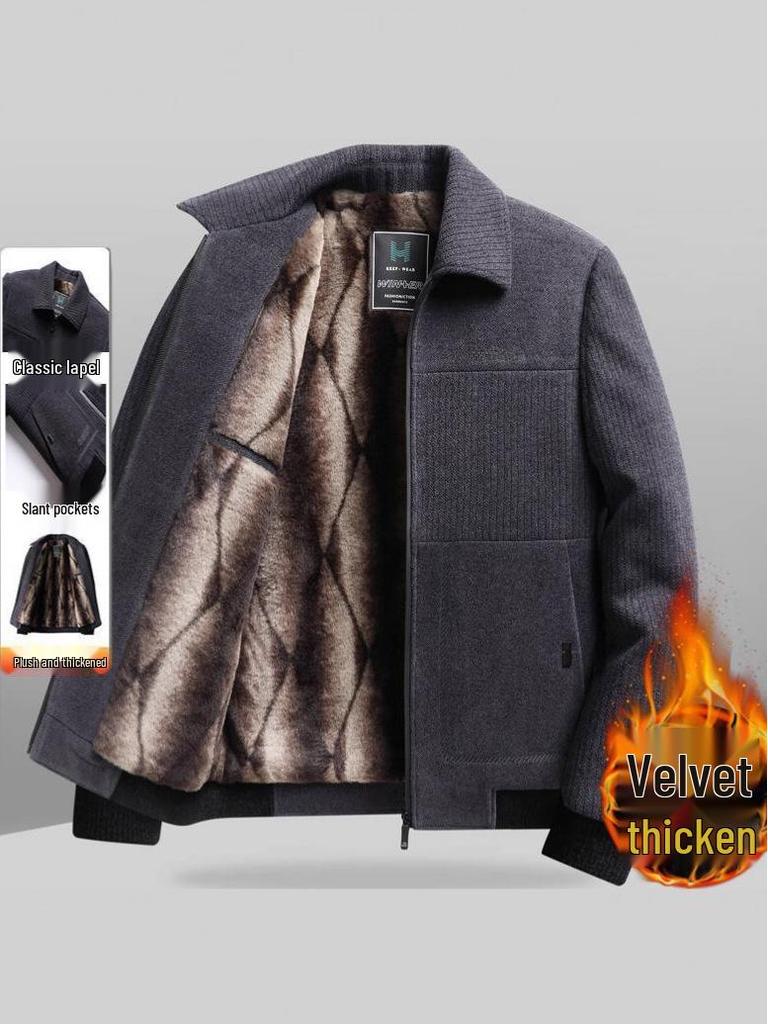 Plüsch-Chenille-Winterjacke für Herren für 50-Jährige - Lässiges warmes Oberteil für die Mitte des Lebens