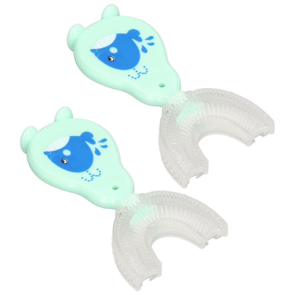 2pcs U Shaped Toothbrush Food Grade Soft Silicone Manual Training Toothbrush 360 Degrees Oral