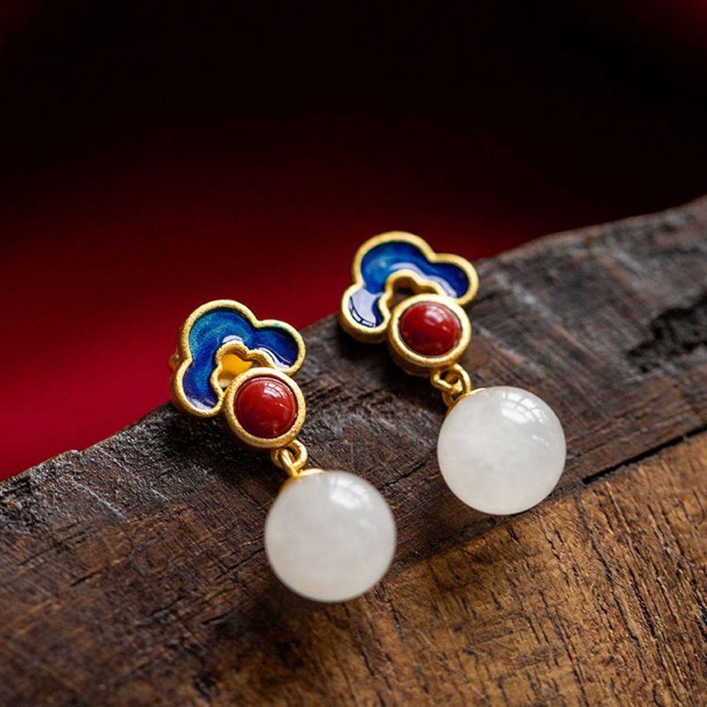 

Copper Wedding Jewelry Open Adjustable Ring Chinese Style Jewelry Gem Necklace Earrings