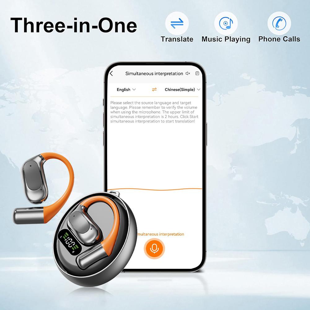Wireless BT Translation Headphones Ai Translating Earbuds Headphones AI Translator Earbuds for Travel Business and Learning