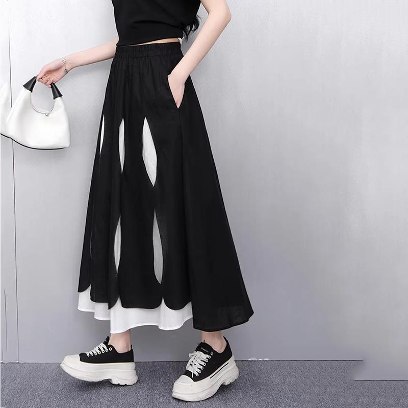 Xitao Patchwork Contrast Color A-line Skirt GYX1618